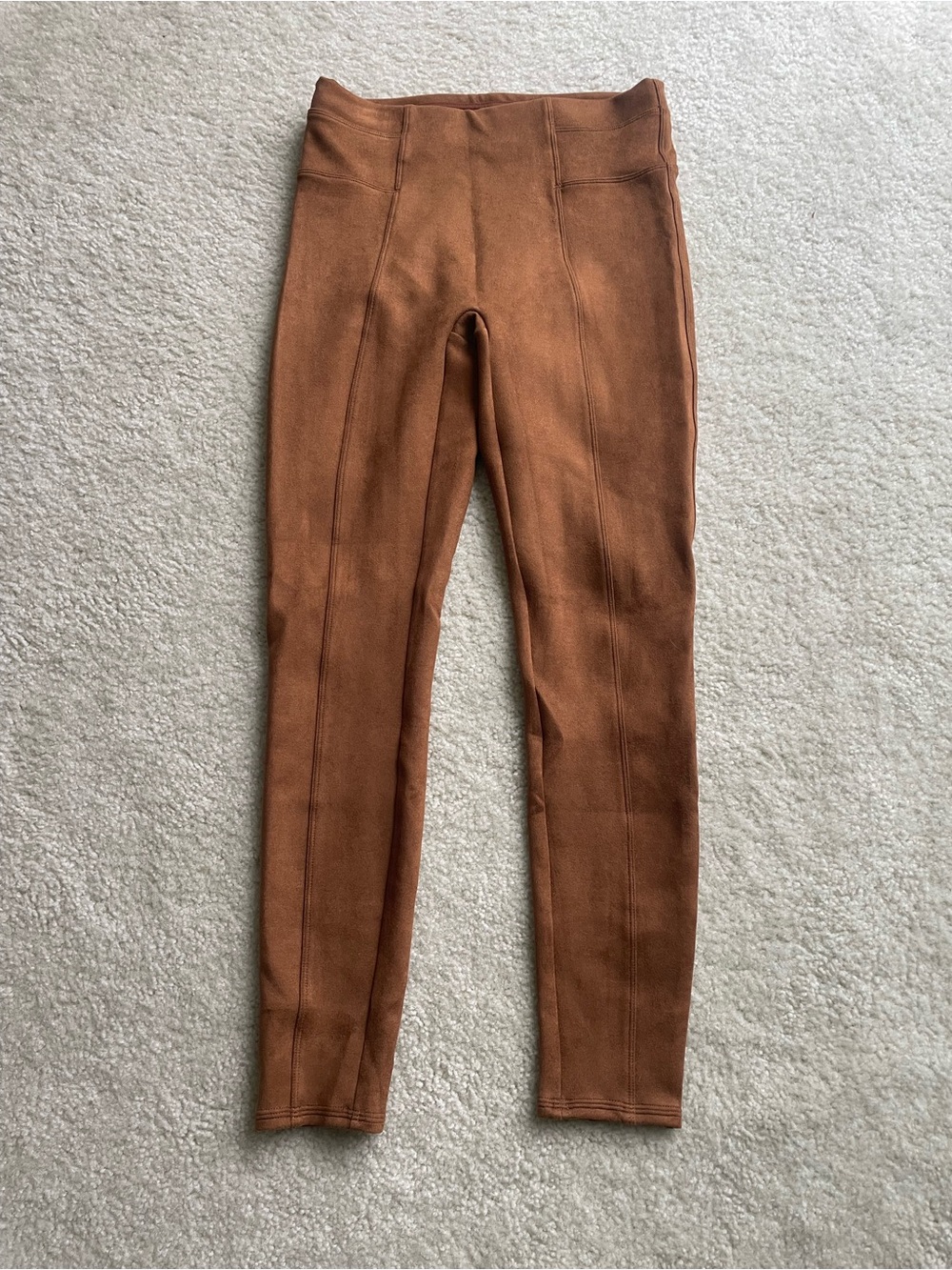 SPANX Women's Rust Brown Faux Suede Leggings